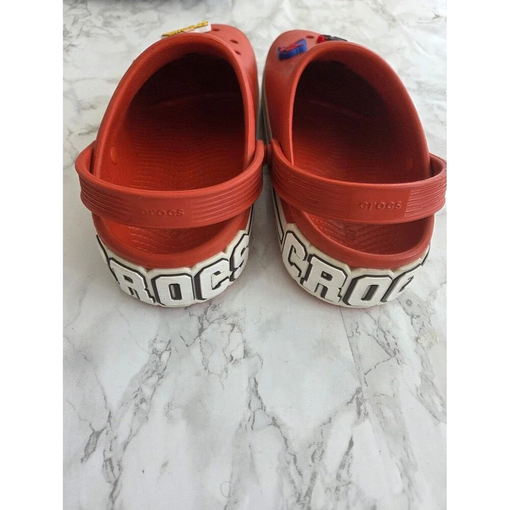 Crocs Men Red Spiderman charms Size 9